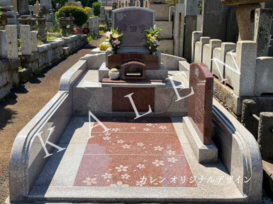 施工事例】東京都世田谷区 ピンク色の洋風墓石 津田様｜25年7月 | 群馬