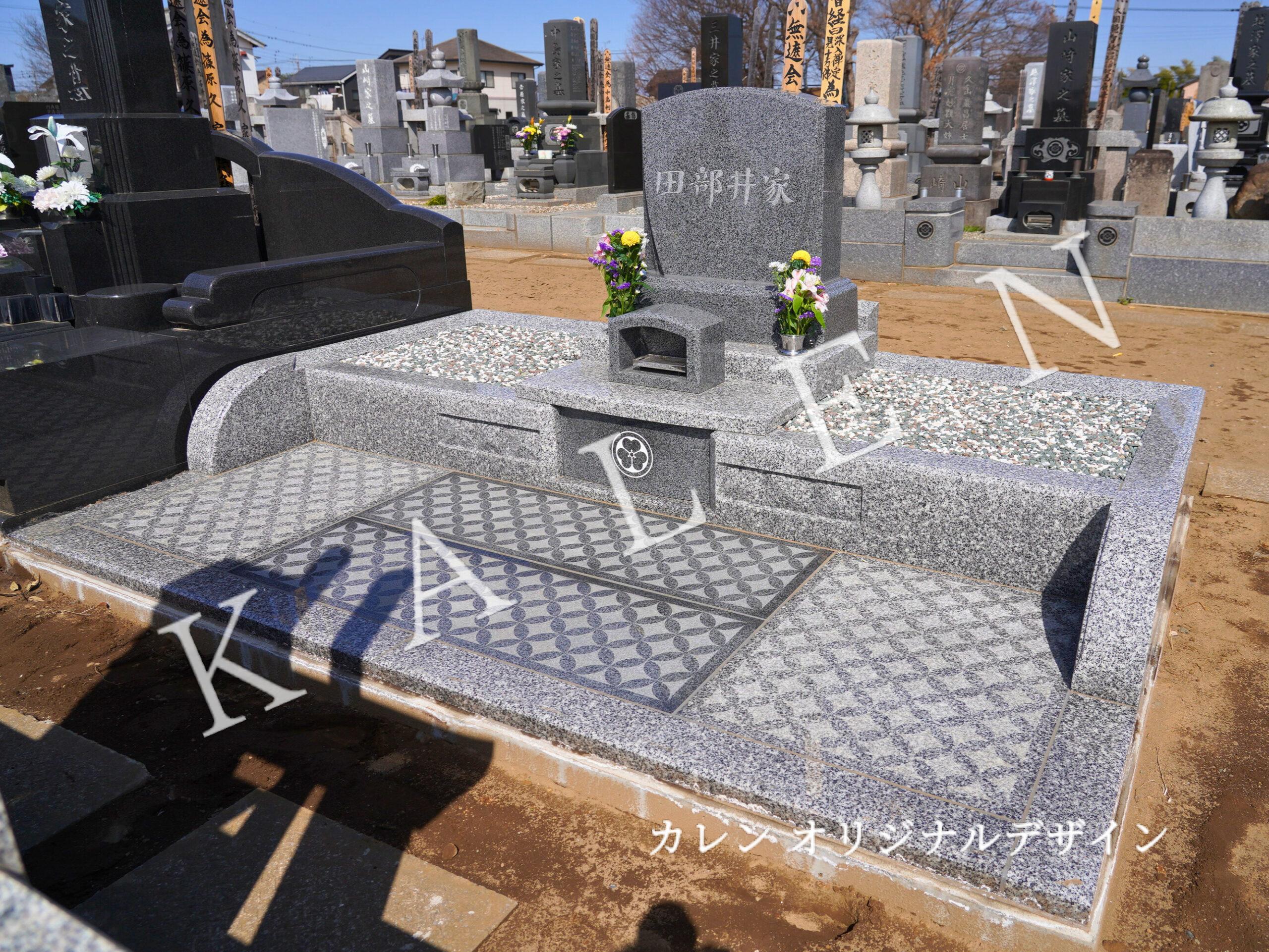 グレー色のデザイン墓石(群馬県館林市善長寺様)
